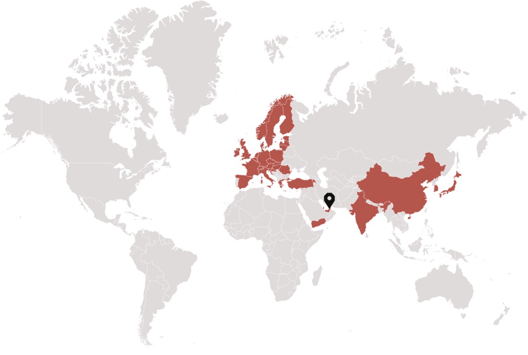 Map of supplier regions and delivery markets across the Middle East and Africa